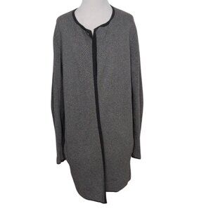 J Crew Factory Herringbone Vanessa Cardigan Womens Size Medium Gray Open Front
